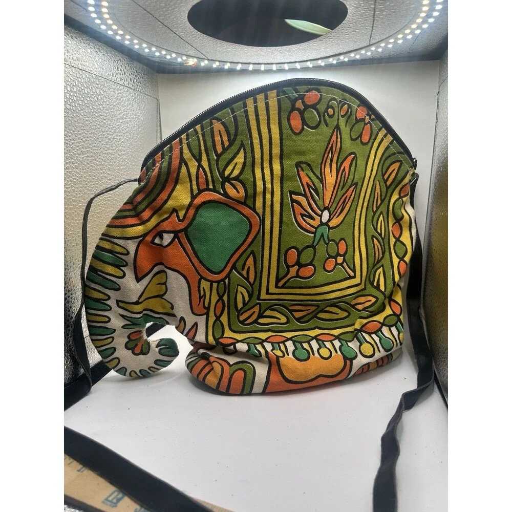 Vibrant Boho Style Banjara Indian Canvas Crossbody Tote Bag